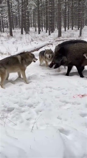 Wolves Attack Wild Boar Survival #animalclash #wolves #boar #wildlife #nature #fight 🐺🐺🐺🐺