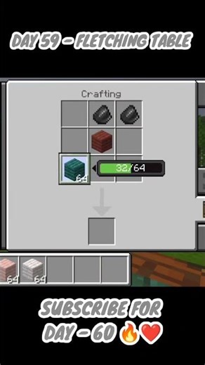Minecraft Crafting | Day 59-Fletching Table #minecraft #mcpe #shorts