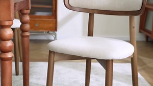 Dining Chair Set of 4, Upholstered Kitchen Chair with Solid Wood Frame-Mid Century Modern Dining Chairs with Comfy Curved Backrest for Dining Room, Living Room or Restaurant (Beige)