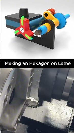 Making an Hexagon on a Lathe #machine #engineering #cad #cnc #mechanism