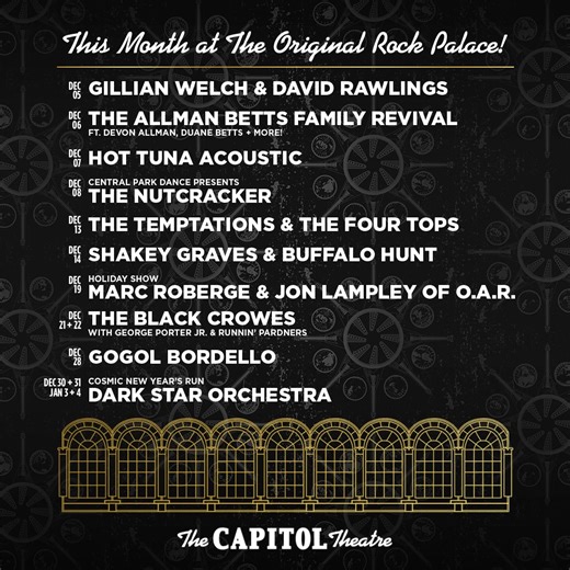 1.8K views | 'Tis the season for epic nights at The Original Rock Palace! ☃️ As the weather cools down, our December lineup is heating up. Grab your tickets, settle in, and let’s close out the year with a bang-->> https://brnw.ch/21wP8P3 | The Capitol Theatre | Facebook