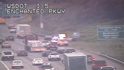 UPDATE: On northbound I-5 at SR 18 near Federal Way, a collision is blocking the right lane.Expect delays approaching the SR 18 ramp @wsdot_tacoma