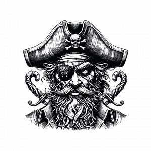 Pirate Headshot Clipart: Detailed Vector Illustration (AI, PNG, SVG) - Etsy