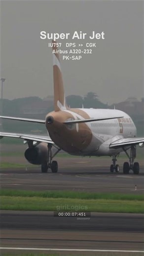 Super Air Jet PK-SAP Airbus A320-232 taxiway exit #aviation #superairjet #a320