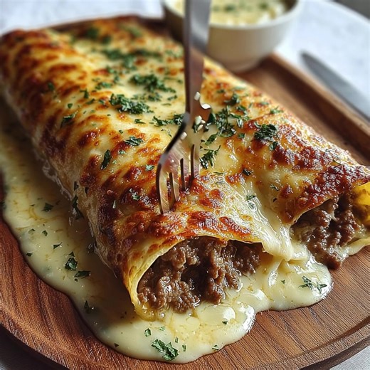 Cheesy Beef Enchiladas with Creamy White Sauce Ingredients: For the Beef Filling: 1 lb ground beef 1/2 onion, finely chopped 2 cloves garlic, minced ....... Full Recipe in Coʍmеոτ👇 | Stir of Comfort