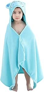 Kids Hooded Beach Bath Towel for Age 2-7 Years - Swim Pool Coverup Poncho Cape Multi-use for Bath/Shower/Pool/Swim 24" x 48"(Hippo)