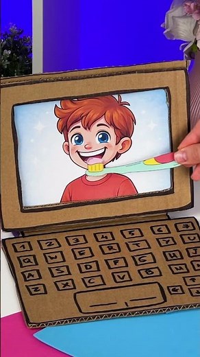 Learn Hygiene Routine! 🧼 With Cardboard Laptop! 💻