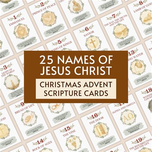 Christmas Advent Scripture Cards Printable Scripture Advent Calendar, 25 Names of Jesus Advent Cards, 25 Day Christ Centered Advent Calendar - Etsy.de