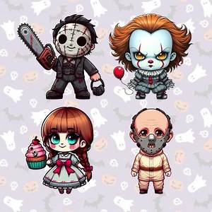 Chibi Horror Movie Icons Vol. 2 Png, Png Files, Clipart, Chibi, Halloween, Kids, Horror Movies, Stickers, Transparent Background - Etsy