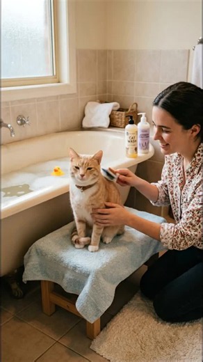 🐱🛁 Dar banho em um gato pode parecer um desafio, mas alguns cuidados ajudam bastante. O ideal é manter o ambiente tranquilo, usar água morna e evitar movimentos bruscos. Após o banho, uma boa secagem ajuda a deixar o gato mais confortável. Seu gato aceita banho ou prefere passar longe da água? 😹👇 #Gatos #CuidadosComGatos #MundoPet #SaudeFelina Veja a página para mais dicas práticas e curiosidades sobre o universo dos gatos 🐾🐱💙✨