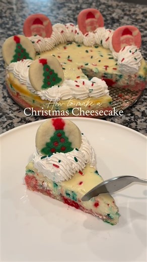 Vanessa | TikTok: Bakedbyness_ . . . Crust: 2 boxes of Christmas sugar cookies - Lay them out on your springform pan and use your hands or a cup to... | Instagram