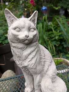 Concrete Cat Garden Statue: Handmade Memorial Gift, 13" Tall - Etsy