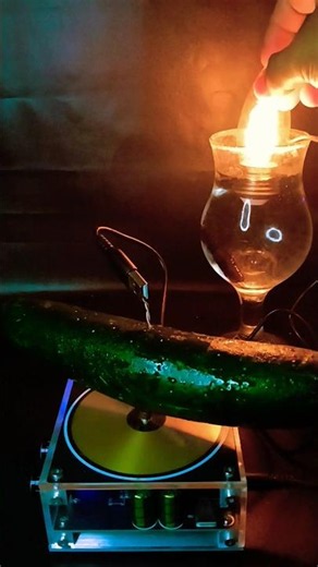 Tesla Coil Experiment with a Cucumber and a USB Cable ⚡🥒🔌 #teslacoil #experiment #highvoltage