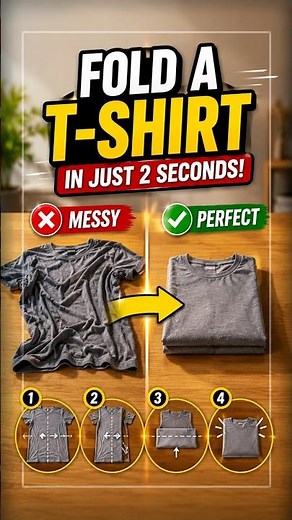 Fold a T-Shirt in Seconds! 👕 | Viral Shirt Folding Hack