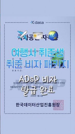 여행사 취준생 취준비자패키지- adsp 데이터분석준전문가 합격🍀 #adsp #adsp자격증 #데이터분석준전문가 #취준생 #study