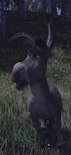 Animated Donkey in a Serene Meadow Scene
