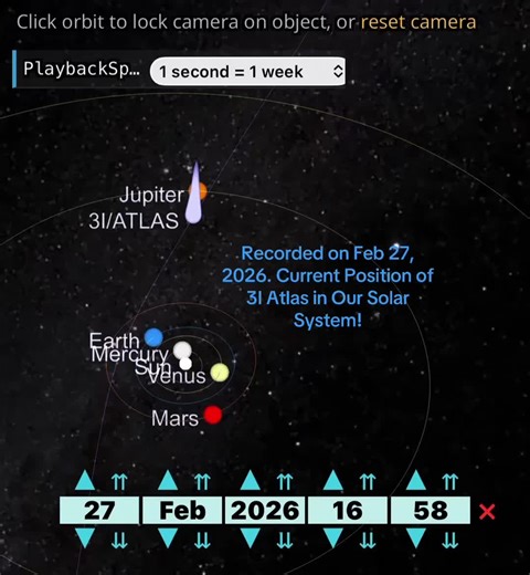 3I Atlas Current Position in our Solar System on Feb 27, 2026. #comet #3iatlas #theSkyLive #foryou #spacetalk