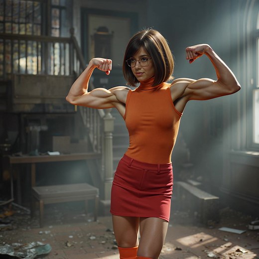 Gym girl Velma flexes her biceps 💪 #gymgirl #fitnessmotivaton #biceps #musclemommy #gymtok