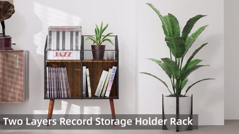 Vinyl Record Storage Holder Rack,250 LP Wooden Record Display Table for Albums Books Magazines Files for Living Room Bedroom Patent Pending