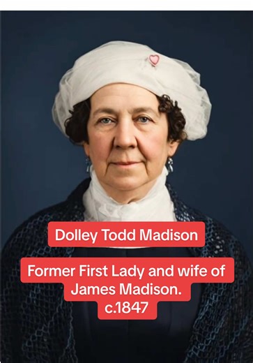 This daguerreotype of Dolley Todd Madison, former First Lady of the United States, is dated circa 1847. It is one of the few photographic images known of her, taken late in her life when she was in her late seventies. The portrait reflects early photographic techniques—likely captured on a polished silver plate—and showcases Madison’s dignified presence and enduring poise even in old age. #DolleyMadison #Daguerreotype #1840sPhotography #AmericanHistory #FirstLady #19thCenturyPortrait #VintagePho