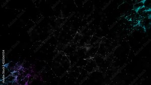 Microelements. Transforming clouds in the corners of the screen. Depth of field. Network operation. Sparkling elements. Place for text. Seamless loop.