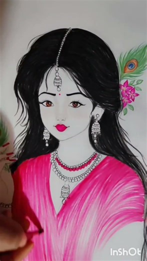 very cute and very beautiful drawing of Radha Rani 🥰🥰💖💖#painting #radharani #shorts