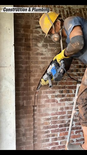Wall chasing method 🧱 #constructionlife #WALLCHASER #engineering #reels #plumbing | Construction & Plumbing