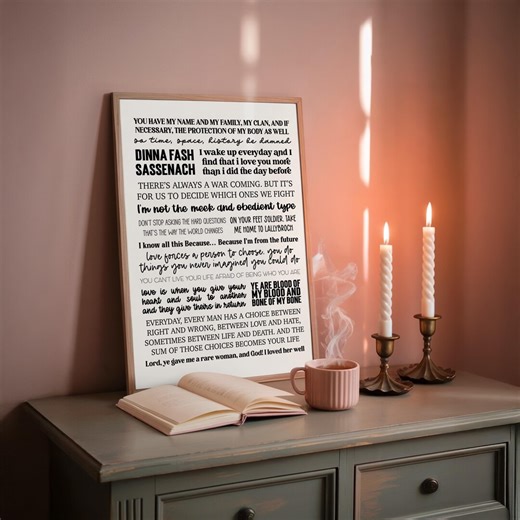 Outlander Quotes Print | Outlander Wall Art | Iconic Quotes Print | Sassenach | TV Show Print | Outlander Gift | Home Decor | Jamie & Claire - Etsy UK