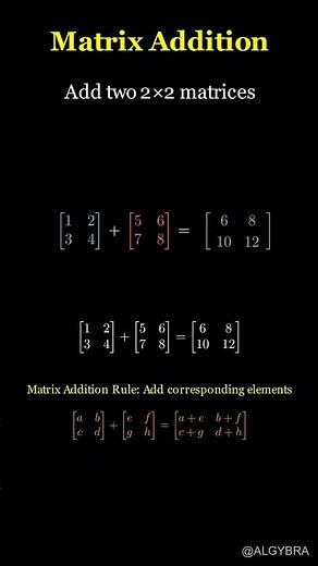 Matrix Addition Explained! How to Add Two 2x2 Matrices Step-by-Step ➕#Algybra