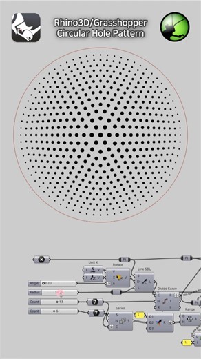 byRhino3D on Instagram: "Grasshopper - Circular Hole Pattern . . . . . #rhino3d #rhinoceros3d #3dmodeling #RhinoTips #PlusPlastic #byRhino3D #모델링 #modeling #blender3d #blender #Sketchup #라이노3d #라이노팁 #제품디자인 #인테리어 #rhino3d #3dmodeling #rhinotips #tutorial #modeling #grasshopper3d #parametricarchitecture #parametric #parametricdesign #architecturaldesign #architects"