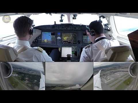 Falcon 7X MULTI CAM Cockpit Takeoff - FANCY Flight Deck, Great Airport Views! [AirClips]