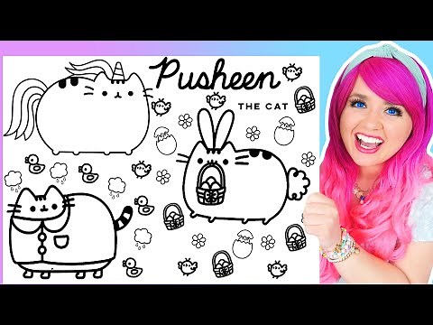 Coloring Pusheen The Cat Spring & Easter Coloring Pages | Pusheen Cat Coloring Videos