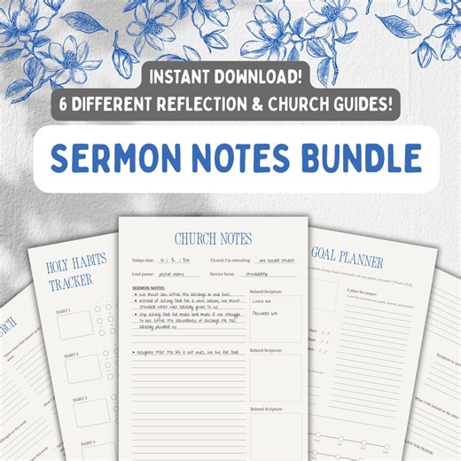 Christian Church Notes Digital Notebook | Guided Sermon & Prayer Journal (PDF) - Etsy