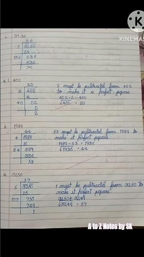 Class 8 Maths | Chapter - 5 Squares and Square Roots | Exercise 5.4 Solutions | #atoznotesbysk