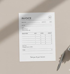 Invoice Template Printable PDF | Editable Invoice Design | Minimal Business Invoice | Small Business Digital Download - Etsy