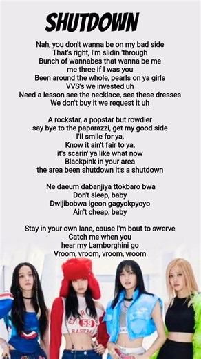 Blackpink - Shutdown #rap #part #lyrics #Jennie #Lisa #Jisoo #Rose #shutdown #rap #part #lyrics
