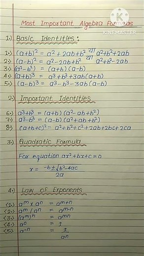 Algebra All Formulas | Complete Math Formulas List | Easy Algebra Formulas