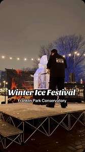 Come out to our Winter Ice Festival ❄️✨ Come this weekend and catch a throwdown ice carving competition from 6:30–8pm with professional ice carvers from Rock-on-Ice. Guests can also ice skate each night from 5-9pm on our Super Games synthetic ice rink, skates provided or bring your own! We will close at 4pm and reopen at 5pm for the festival. Tickets are still available! #franklinparkconservatory #columbusohio #columbus | Franklin Park Conservatory