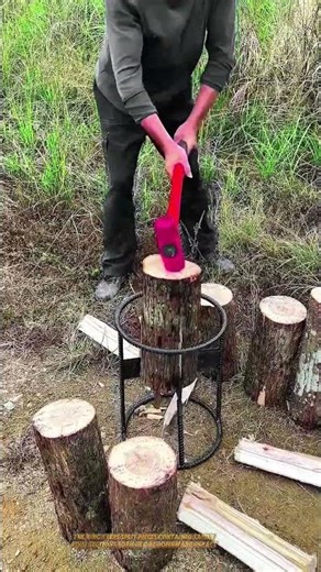 Cross Blade Kindling Splitter Uses Fixed Steel Wedge Inside Ring for Safer Firewood Cutting #tools