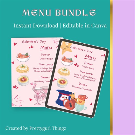Party Planner, Event Planning, Menu Template Flyer Bundle, Editable Canva Design, Digital Download, Instant - Etsy