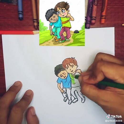 Drawing Tutorial: Helping Each Other Easy Step-by-Step