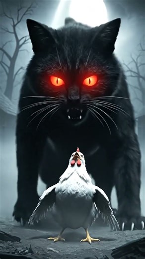 "Horror Cat Hunts the White Chicken | Scary Animal Short Film | AI Animation"😼‍⬛#HorrorCat #AIShorts