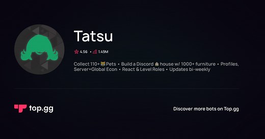 Add Tatsu Discord Bot | The #1 Discord Bot and Discord App List