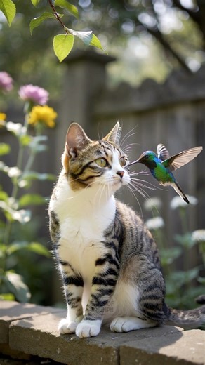98K views · 3.5K reactions | Beautiful moment between a cat and a hummingbird  | Tails Of Triumph Cat Facts | Facebook