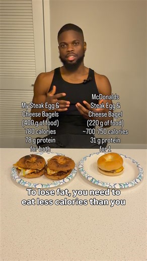 Caloric Density Steak Egg & Cheese Bagel Example (See Description To Transform)