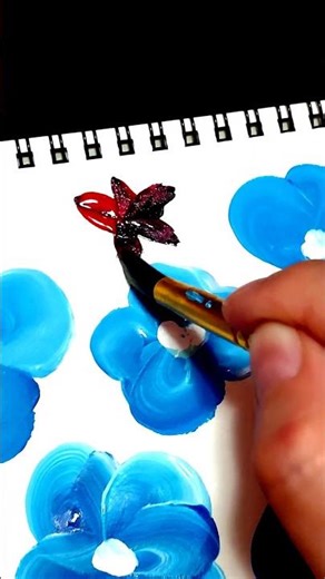 Painting Blue Floral Pattern with Acrylic Paint #art #drawing