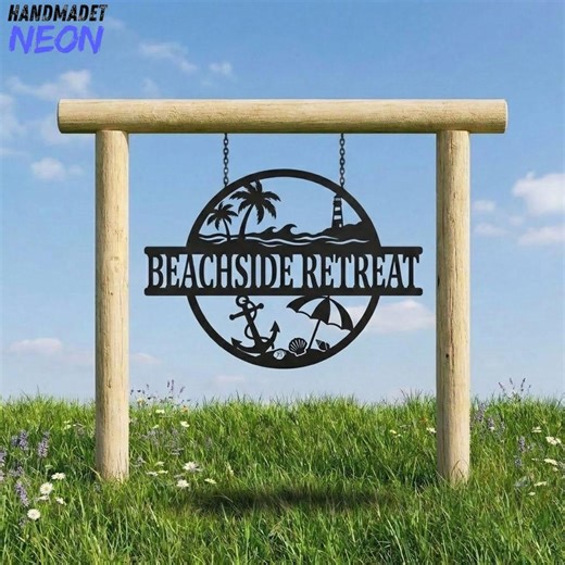 Personalized Beachside Metal Address Sign, Custom Coastal House Number, Ocean Decor, Beach House Gift, Nautical Ornament, Outdoor Art - Etsy