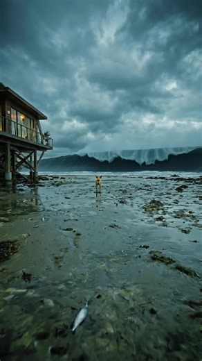 “Watching my dog in the storm… 😳🌊” Would you go out there? #NaturePower #Tornado #OceanStorm #EmotionalMoments #UnrealPlaces