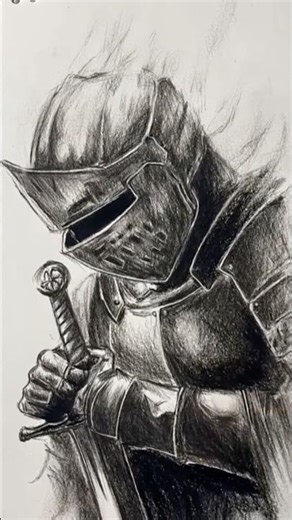 How to draw a knight with charcoal pencil #howtodraw #drawingguide #pencildraw #pencil #fypシ゚viral