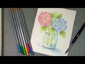 watercolor pencil hydrangea
